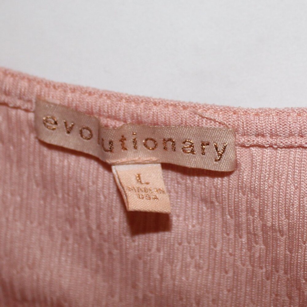 Evolutionary light pink square neck short sheer puffed sleeve cropped blouse L - Picture 3 of 7